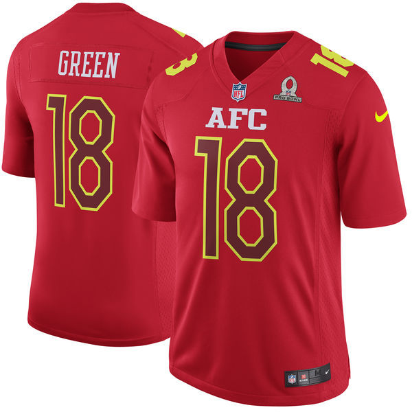 Nike Bengals 18 A.J. Green Red 2017 Pro Bowl Game Jersey