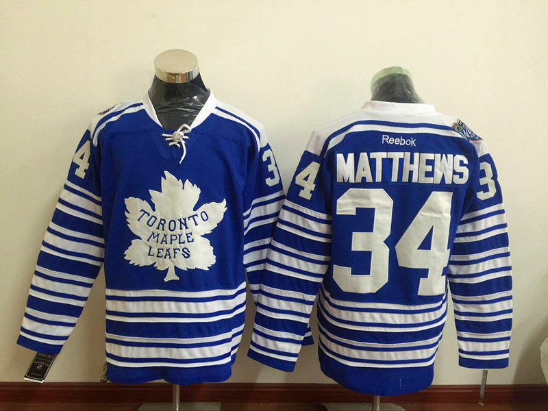 Maple Leafs 34 Auston Matthews Blue Winter Classic Reebok Jersey - Click Image to Close