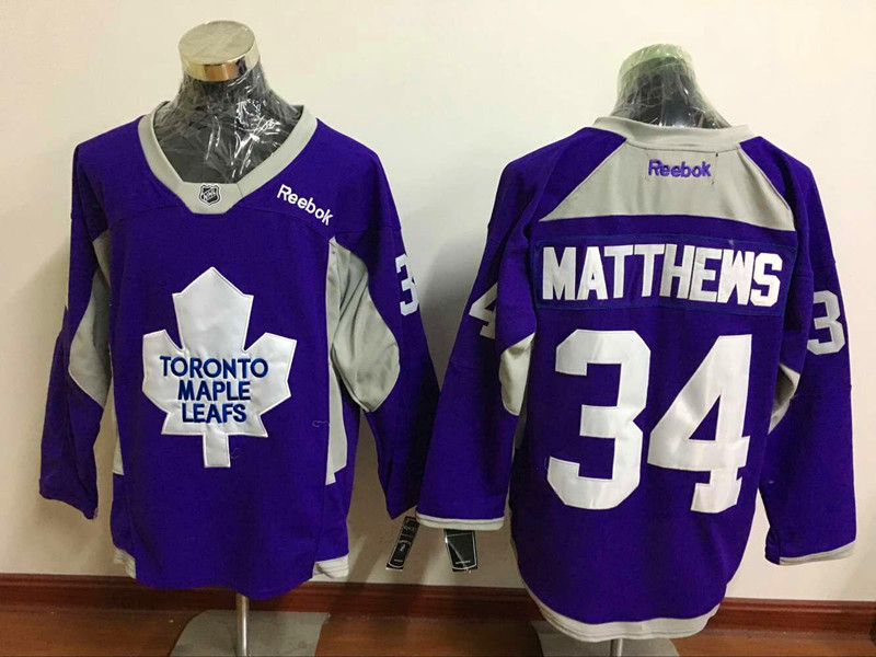 Maple Leafs 34 Auston Matthews Purple Trainning Reebok Jersey