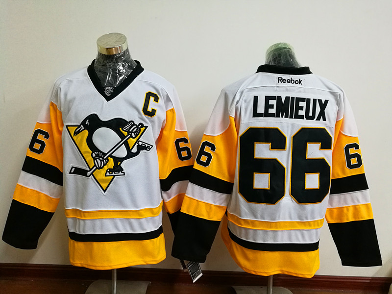 Penguins 66 Mario Lemieux White Reebok Jersey
