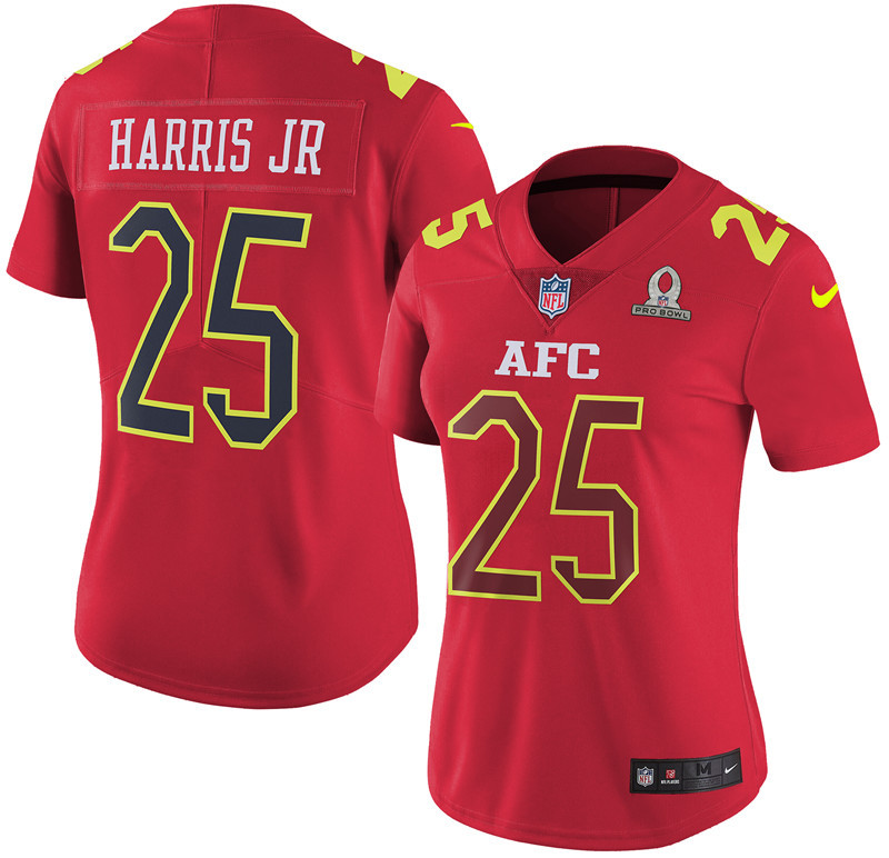 Nike Broncos 25 Chris Harris Jr Red 2017 Pro Bowl Women Game Jersey