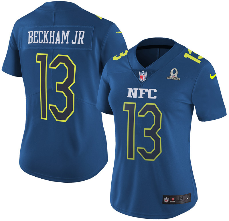 Nike Giants 13 Odell Beckham Jr Navy 2017 Pro Bowl Women Game Jersey