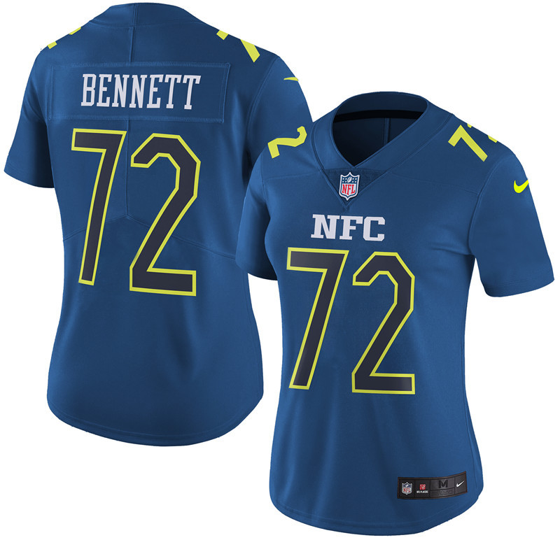 Nike Seahawks 72 Michael Bennett Navy 2017 Pro Bowl Women Game Jersey
