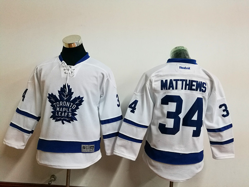 Maple Leafs 34 Auston Matthews White Youth Reebok Jersey - Click Image to Close