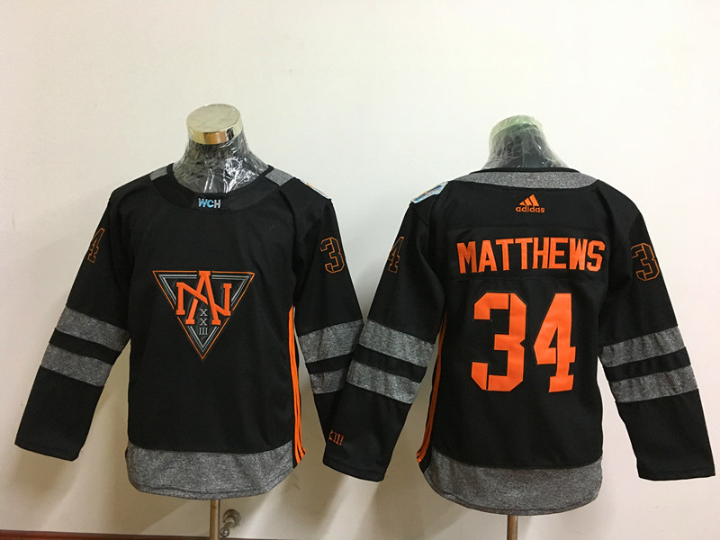North America 34 Auston Matthews Black Youth World Cup of Hockey 2016 Player Jersey - Click Image to Close