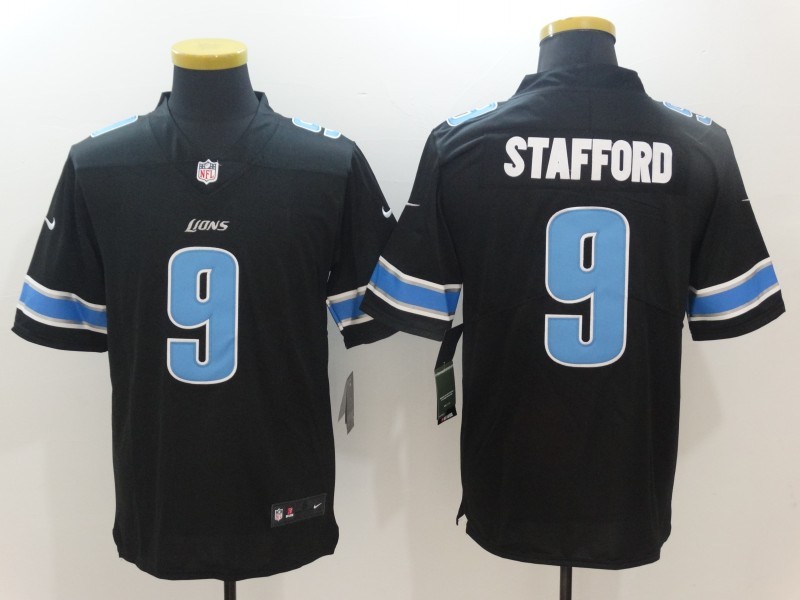 Nike Lions 9 Matthew Stafford Black Color Rush Limited Jersey