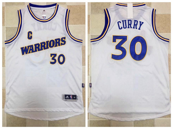 Warriors 30 Stephen Curry White Throwback Jersey