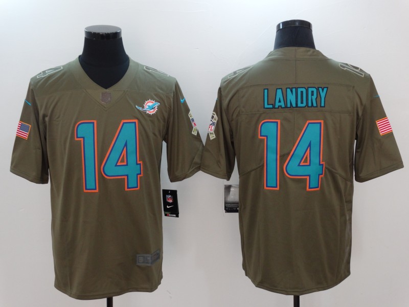Nike Dolphins 14 Jarvis Landry Olive Salute To Service Limited Jersey