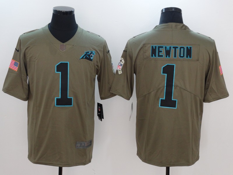 Nike Panthers 1 Cam Newton Olive Salute To Service Limited Jersey