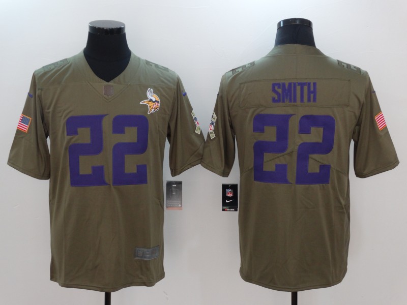 Nike Vikings 22 Harrison Smith Olive Salute To Service Limited Jersey