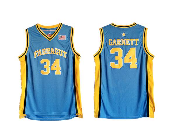 Farragut 34 Kevin Garnett Blue High School Basketball Jersey