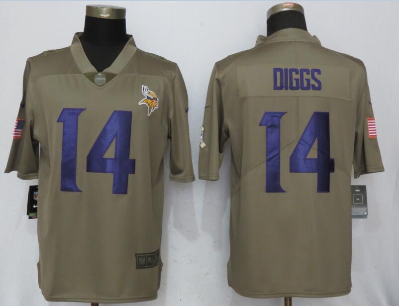 Nike Vikings 14 Stefon Diggs Olive Salute To Service Limited Jersey