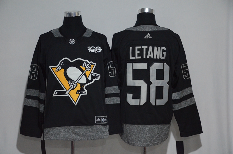 Penguins 58 Kris Letang Black 1917-2017 100th Anniversary Adidas Jersey