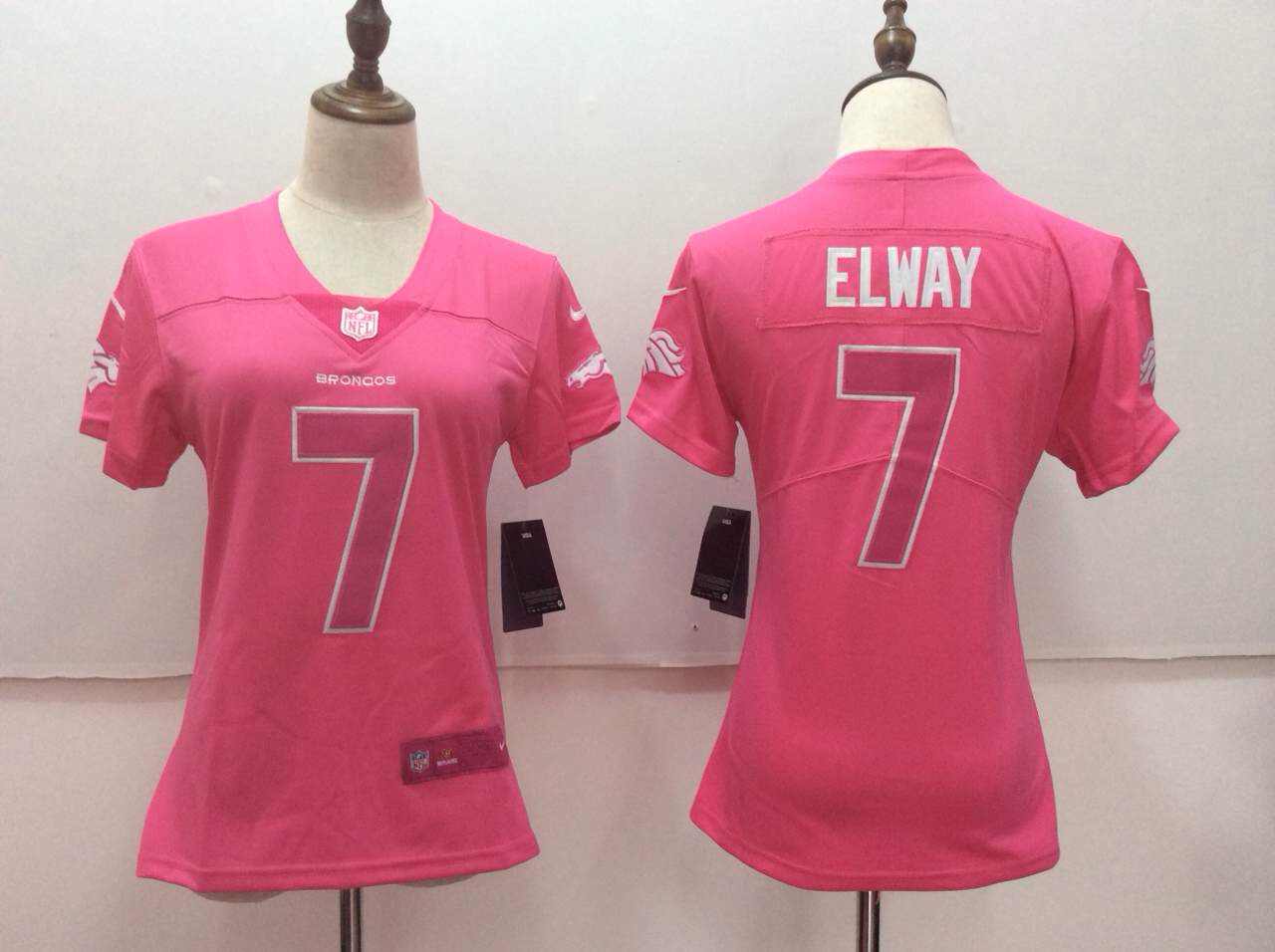 Nike Broncos 7 John Elway Pink Women Vapor Untouchable Player Limited Jersey