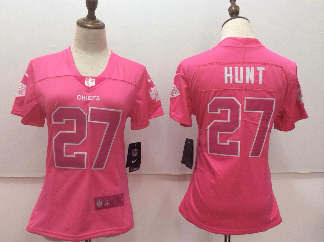 Nike Chiefs 27 Kareem Hunt Pink Women Vapor Untouchable Player Limited Jersey
