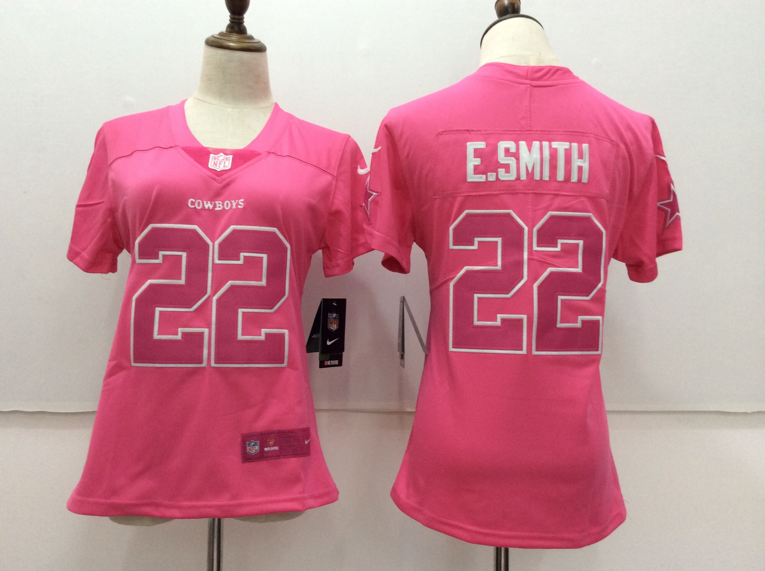 Nike Cowboys 22 Emmitt Smith Pink Women Vapor Untouchable Player Limited Jersey