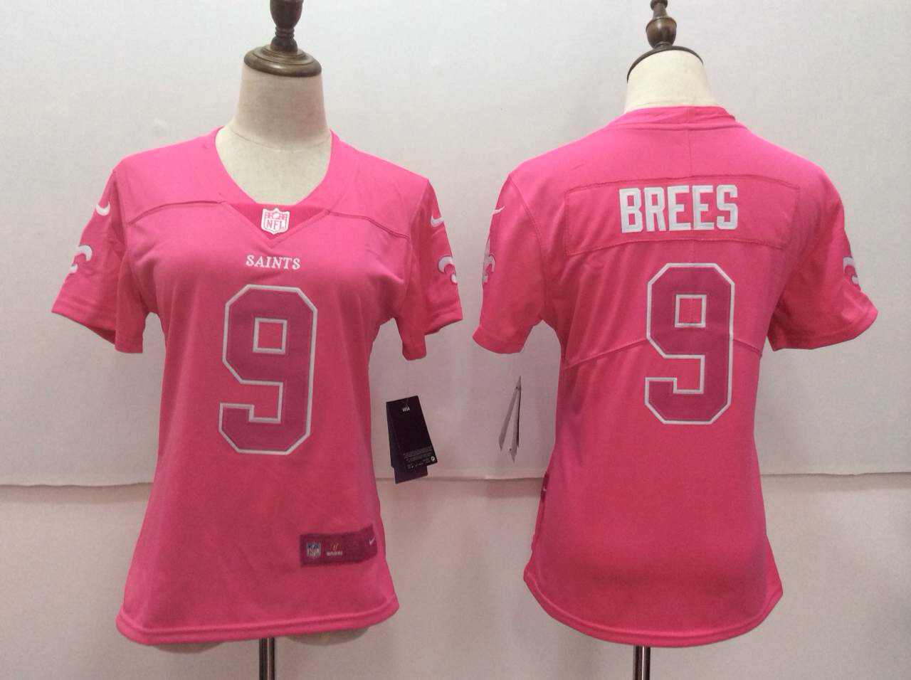 Nike Saints 9 Drew Brees Pink Women Vapor Untouchable Player Limited Jersey