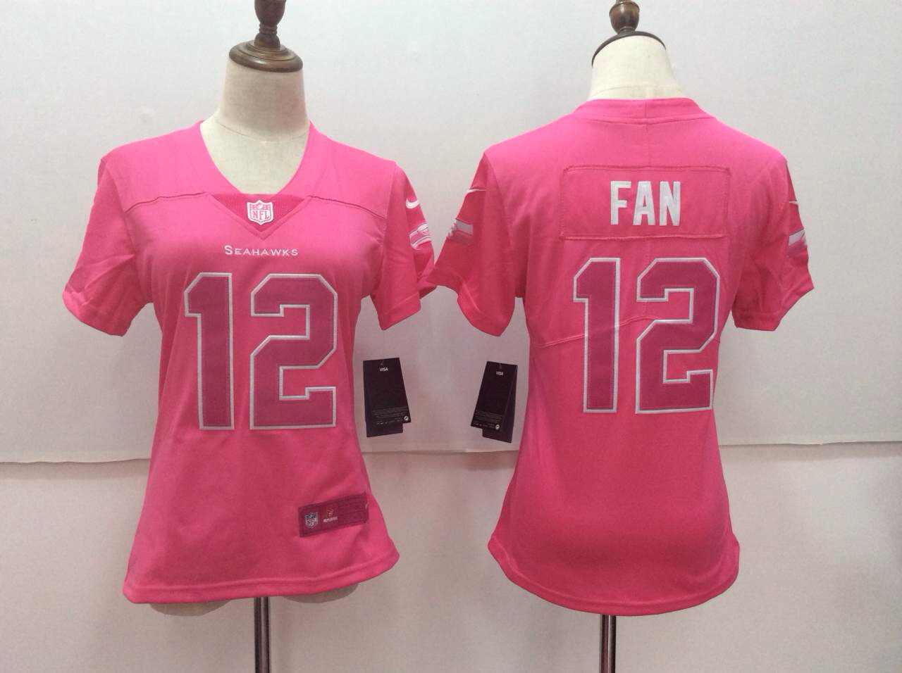 Nike Seahawks 12 Fan Pink Women Vapor Untouchable Player Limited Jersey