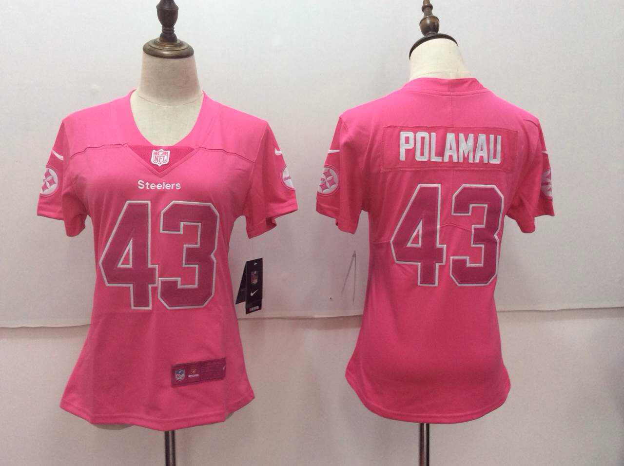 Nike Steelers 43 Troy Polamalu Pink Women Vapor Untouchable Player Limited Jersey