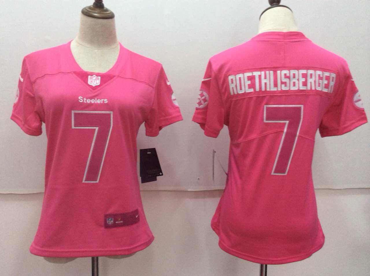 Nike Steelers 7 Ben Roethlisberger Pink Women Vapor Untouchable Player Limited Jersey