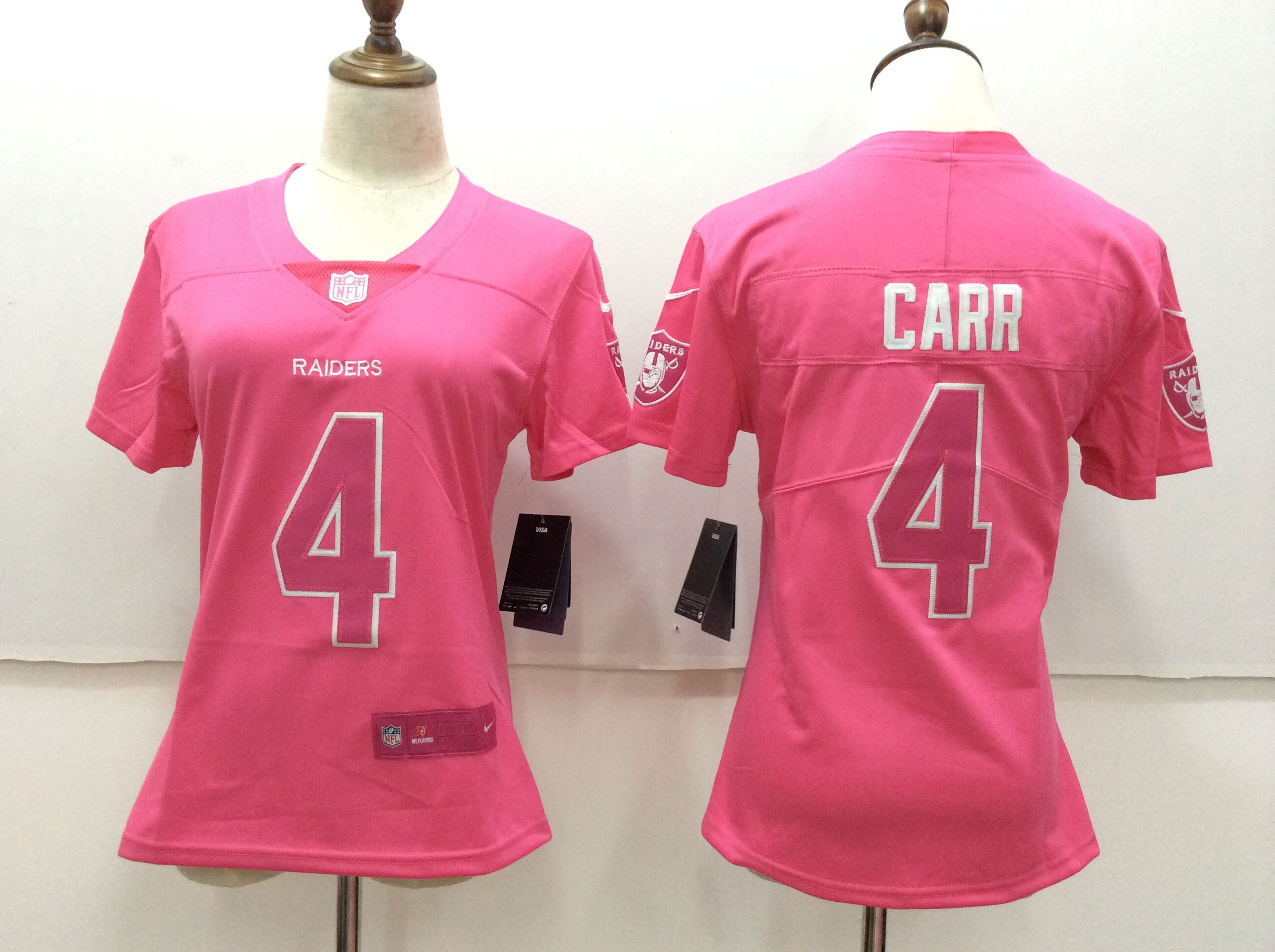 Nike Raiders 4 Derek Carr Pink Women Vapor Untouchable Player Limited Jersey Nike Raiders 4 Derek Carr Pink Women Vapor Untouchable Player Limited Jersey