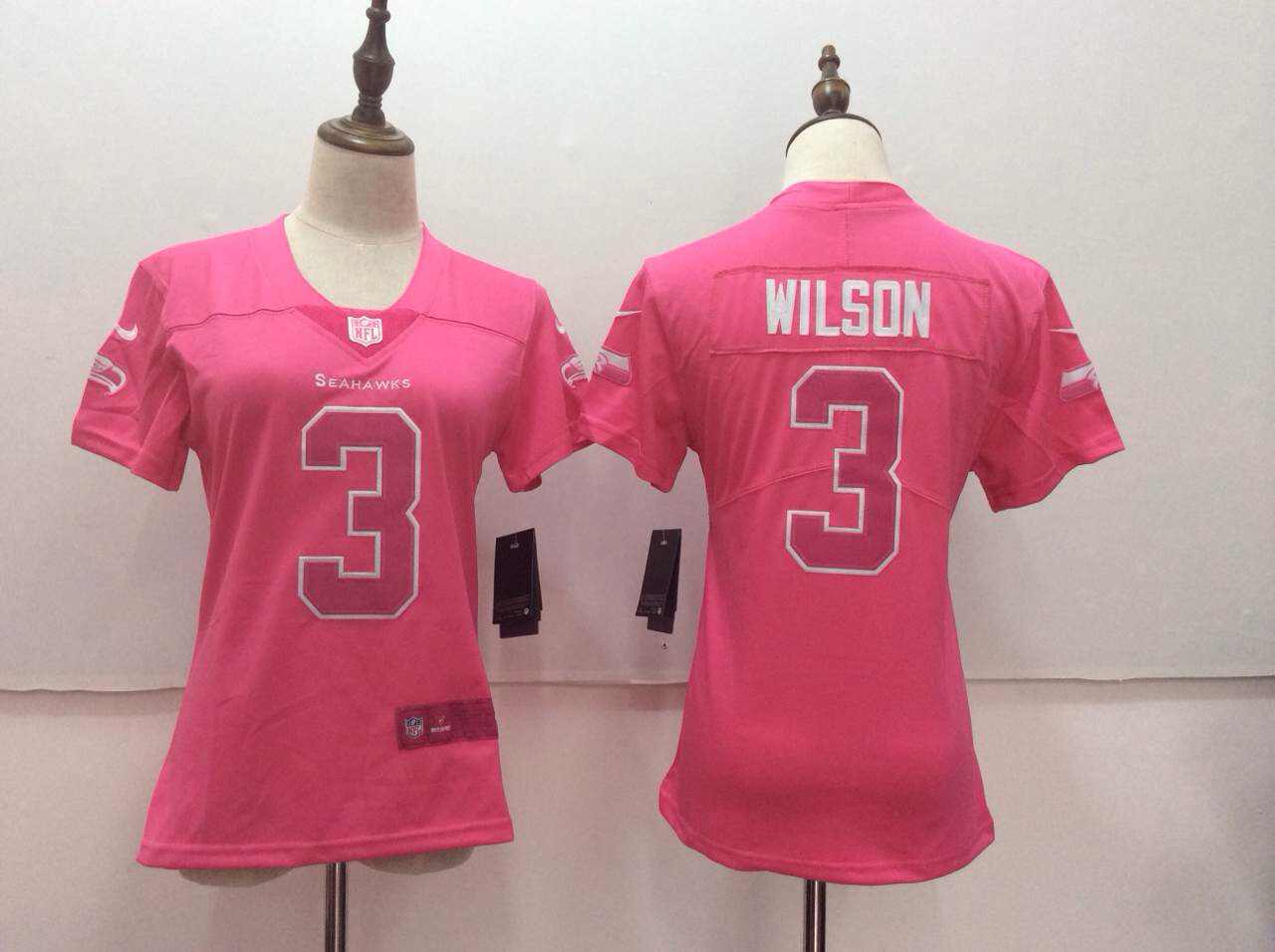 Nike Seahawks 3 Russell Wilson Pink Women Vapor Untouchable Player Limited Jersey