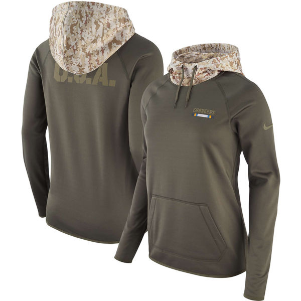 Nike Chargers Olive Women Salute To Service Pullover Hoodie