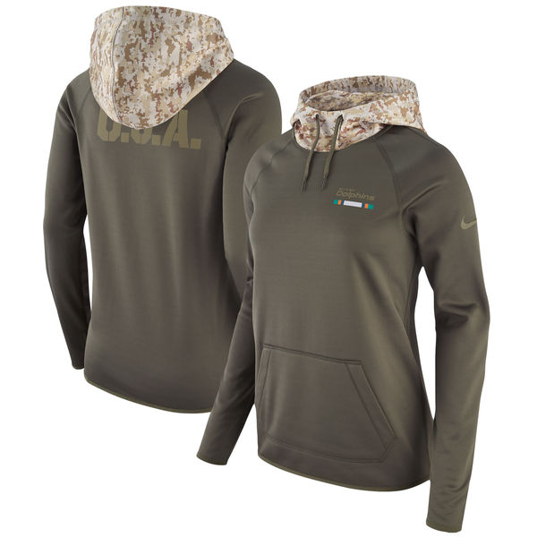 Nike Dolphins Olive Women Salute To Service Pullover Hoodie