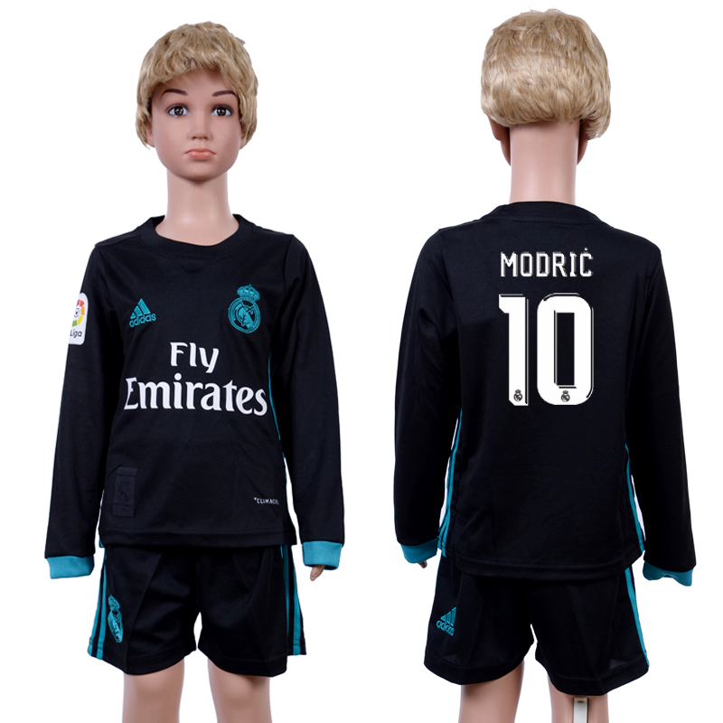 2017-18 Real Madrid 10 MODRIC Away Youth Long Sleeve Soccer Jersey