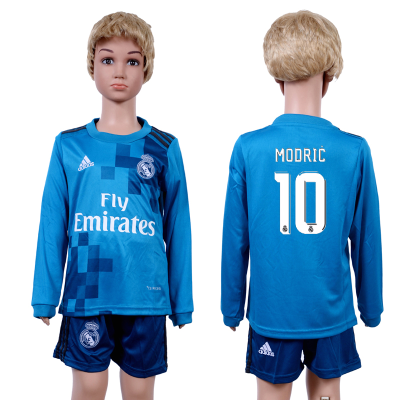 2017-18 Real Madrid 10 MODRIC Third Away Youth Long Sleeve Soccer Jersey
