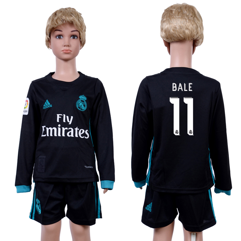 2017-18 Real Madrid 11 BALE Away Youth Long Sleeve Soccer Jersey