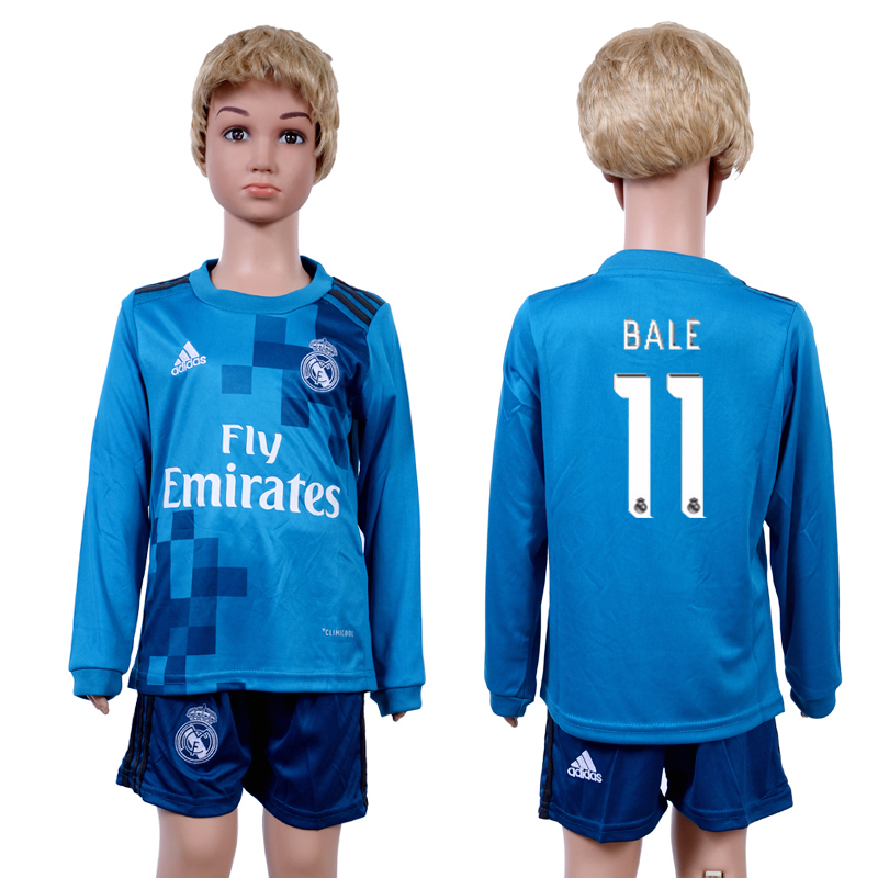 2017-18 Real Madrid 11 BALE Third Away Youth Long Sleeve Soccer Jersey