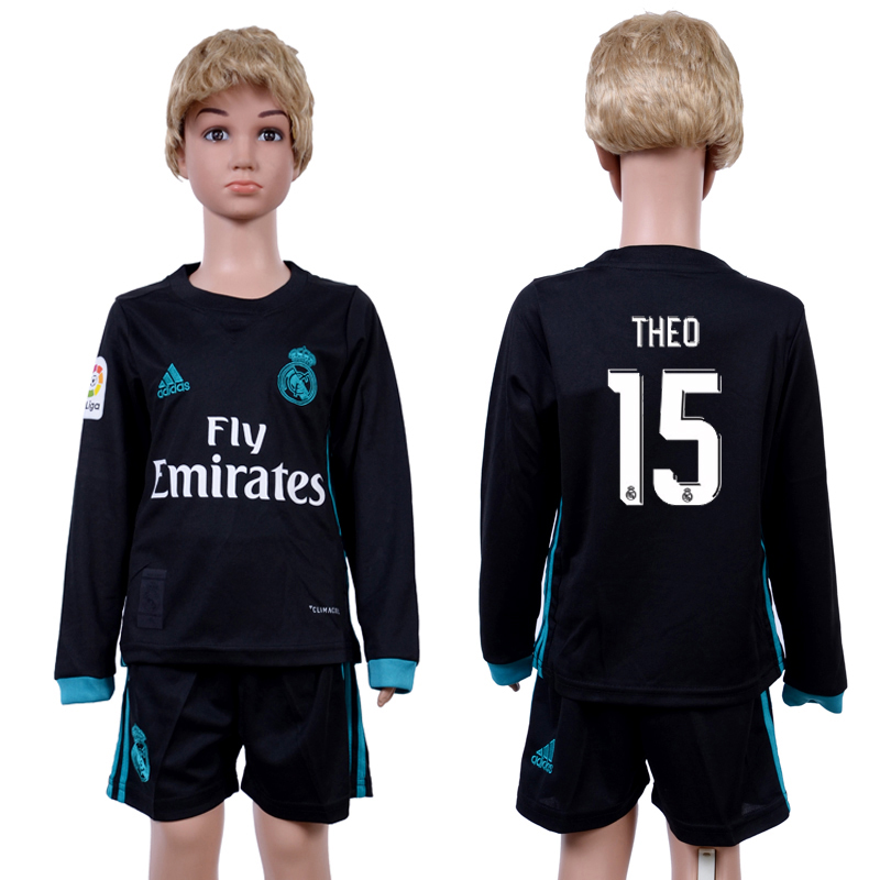 2017-18 Real Madrid 15 THEO Away Youth Long Sleeve Soccer Jersey