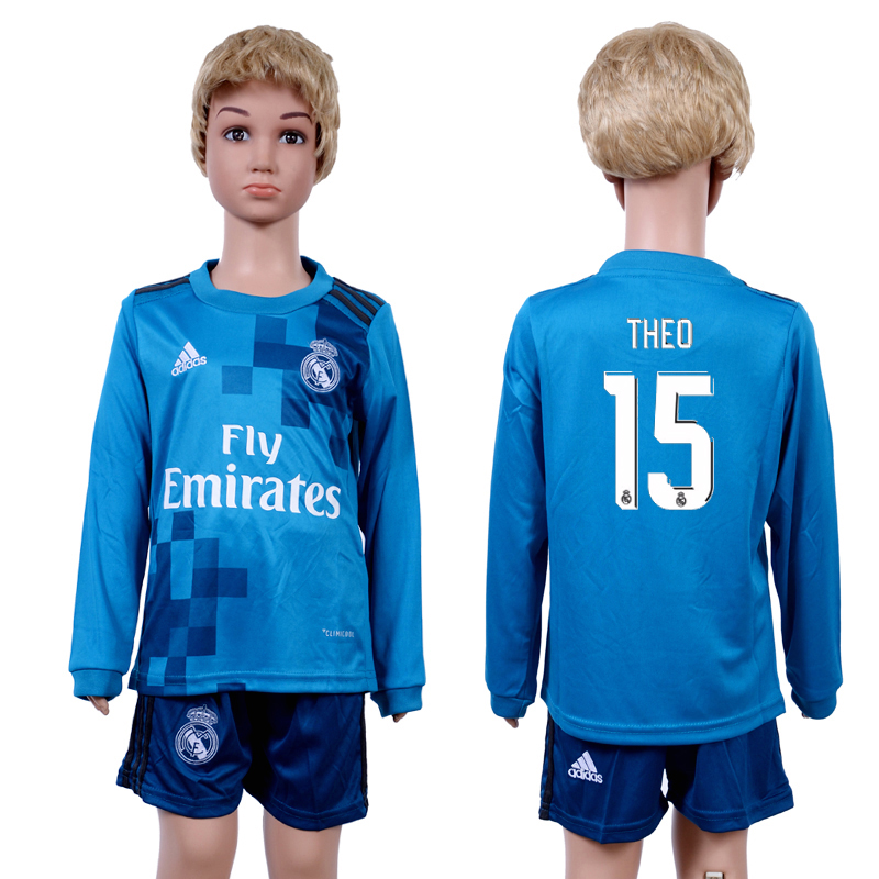 2017-18 Real Madrid 15 THEO Third Away Youth Long Sleeve Soccer Jersey