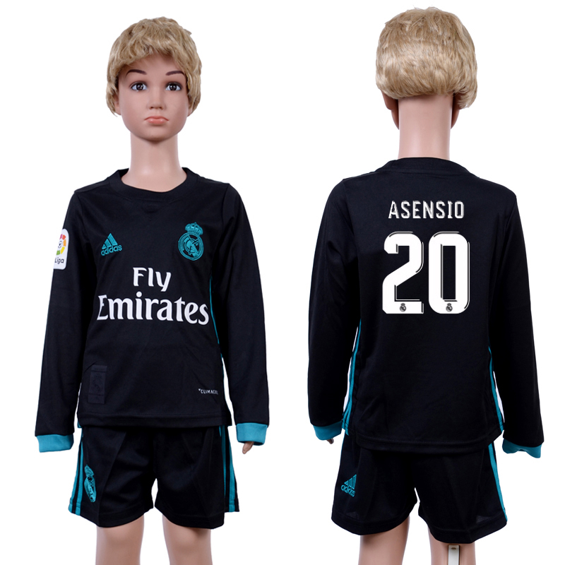 2017-18 Real Madrid 20 ASENSIO Away Youth Long Sleeve Soccer Jersey
