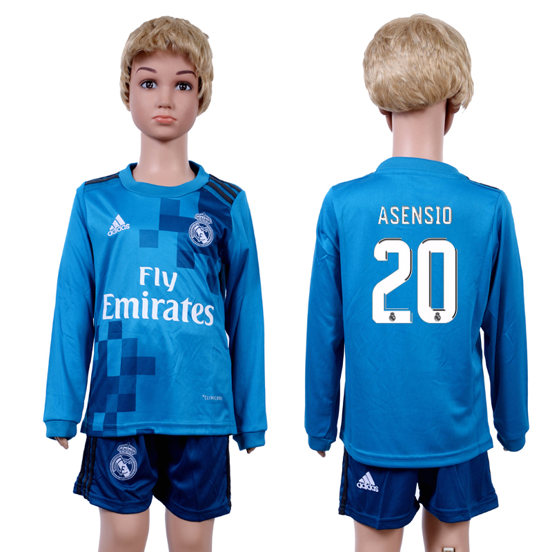 2017-18 Real Madrid 20 ASENSIO Third Away Youth Long Sleeve Soccer Jersey