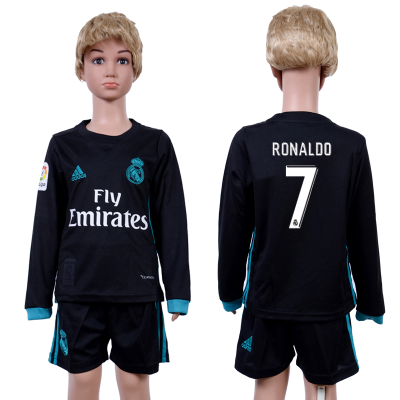 2017-18 Real Madrid 7 RONALDO Away Youth Long Sleeve Soccer Jersey