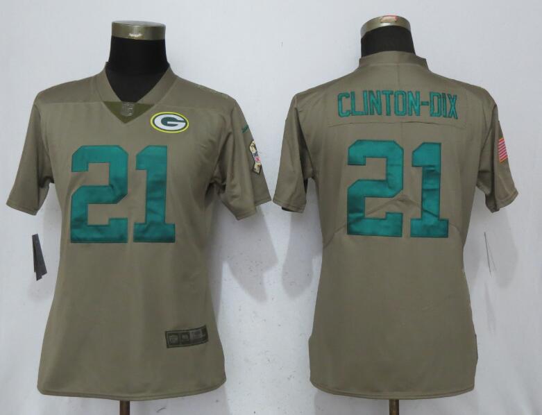 Nike Packers 21 Haha Clinton-Dix Olive Women Salute To Service Limited Jersey