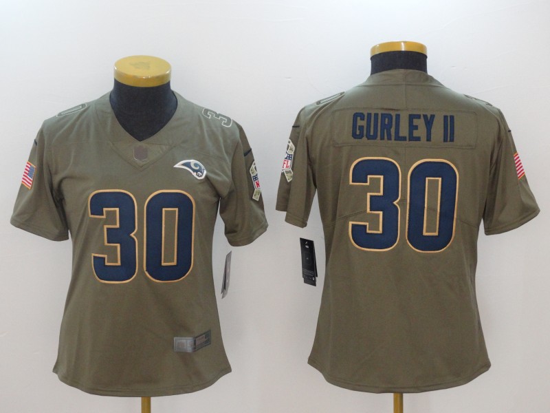 Nike Rams 30 Todd Gurley II Olive Women Salute To Service Limited Jersey