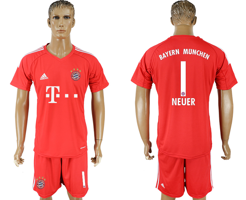 2017-18 Bayern Munich 1 NEUER Red Goalkeeper Soccer Jersey