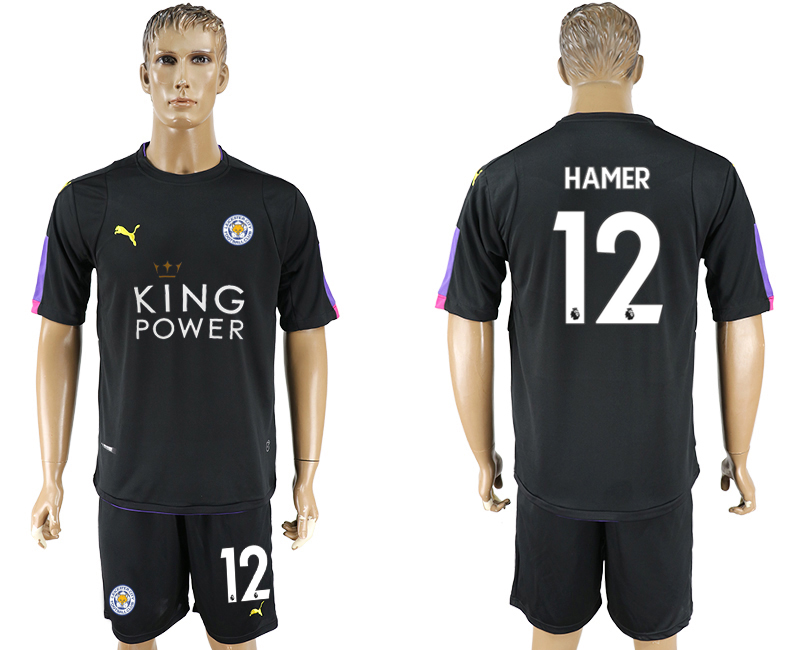 2017-18 Leicester City 12 HAMER Black Goalkeeper Soccer Jersey