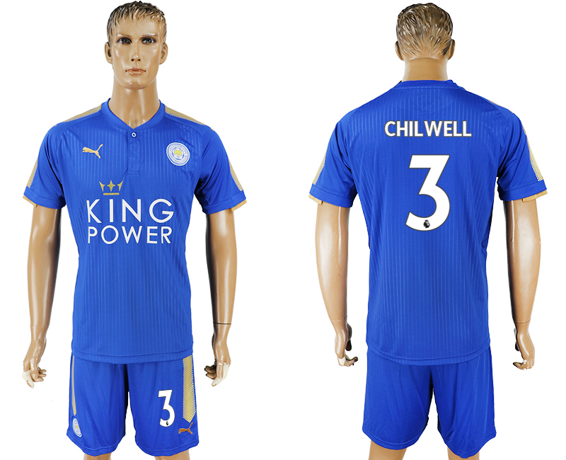 2017-18 Leicester City 3 CHILWELL Home Soccer Jersey