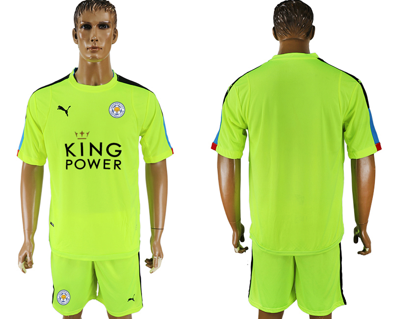 2017-18 Leicester City Fluorescent GreenGoalkeeper Soccer Jersey