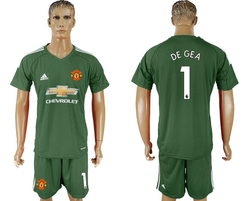2017-18 Manchester United 1 DE GEA Military Green Goalkeeper Soccer Jersey