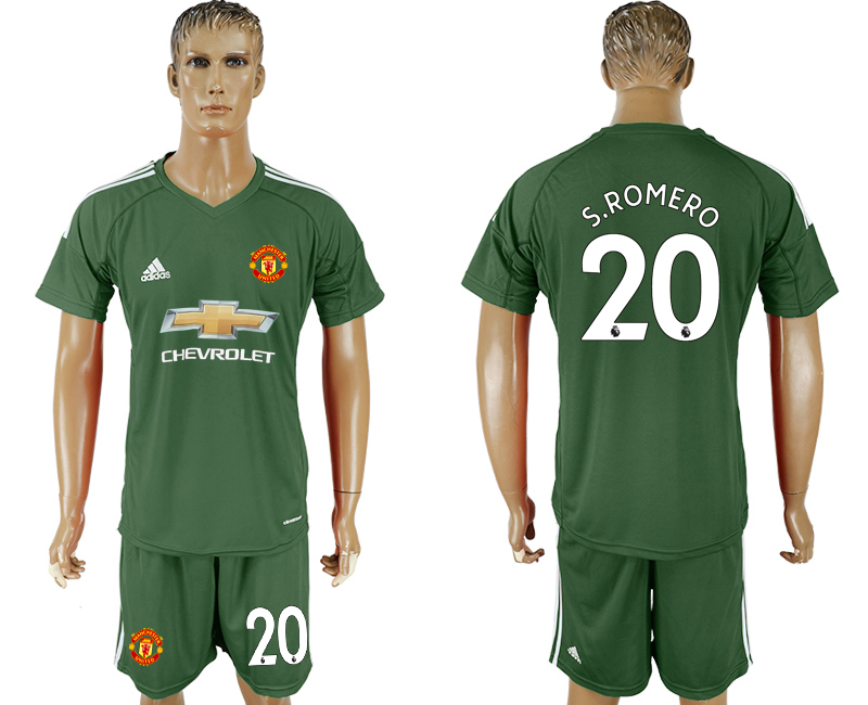 2017-18 Manchester United 20 S.ROMERO Military Green Goalkeeper Soccer Jersey