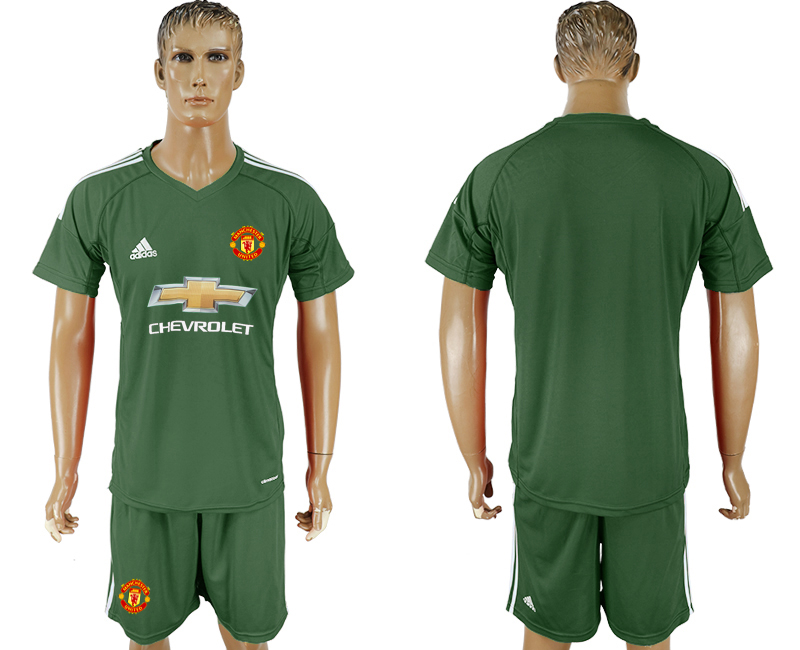 2017-18 Manchester United Military Green Goalkeeper Soccer Jersey