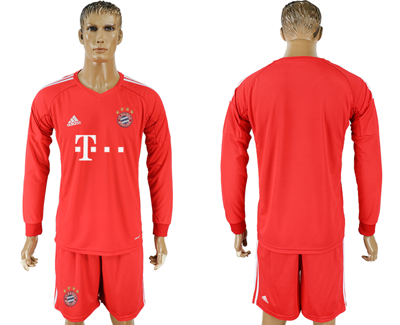 2017-18 Bayern Munich Red Long Sleeve Goalkeeper Soccer Jersey