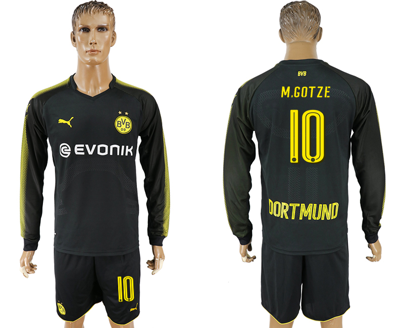 2017-18 Dortmund 10 M.GOTZE Away Long Sleeve Soccer Jersey