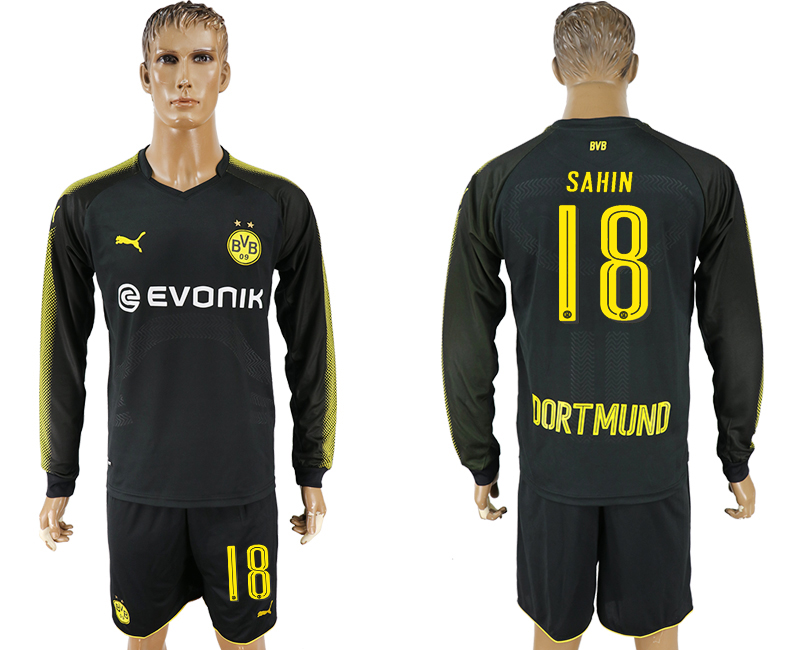 2017-18 Dortmund 18 SAHIN Away Long Sleeve Soccer Jersey