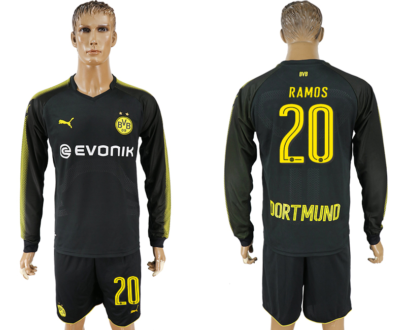 2017-18 Dortmund 20 RAMOS Away Long Sleeve Soccer Jersey
